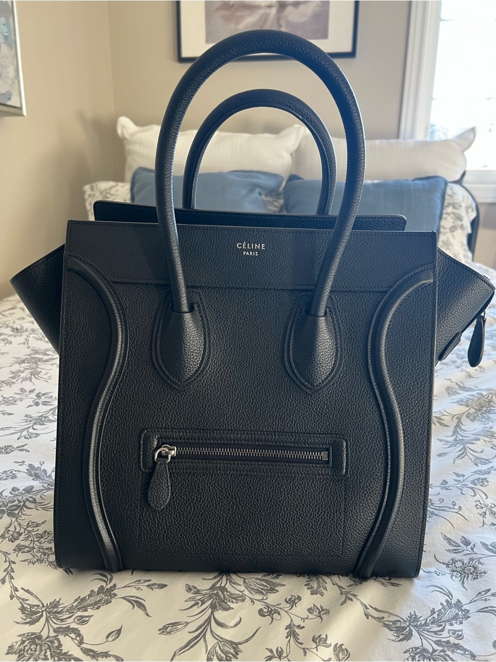 Celine Mini Luggage Black Pebbled Leather